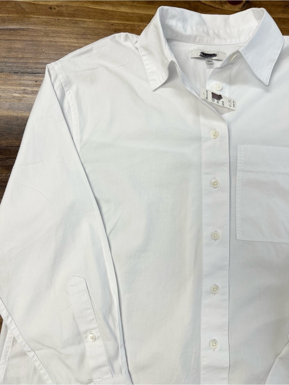 Madewell Oversized Button-Up Shirt in White Cotton Size XXS NWT - Picture 10 of 13